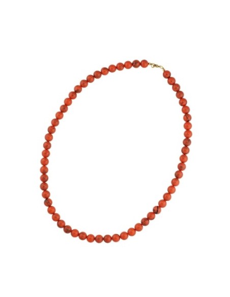 necklace 10mm beads orange-black-marbled