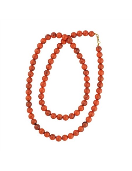 necklace 10mm beads orange-black-marbled