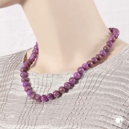 necklace 10mm beads purple-brown-marbled