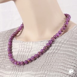 necklace 10mm beads purple-brown-marbled