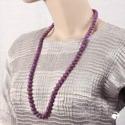 necklace 10mm beads purple-brown-marbled