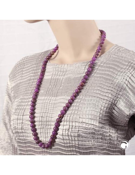 necklace 10mm beads purple-brown-marbled