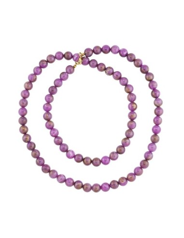 necklace 10mm beads purple-brown-marbled