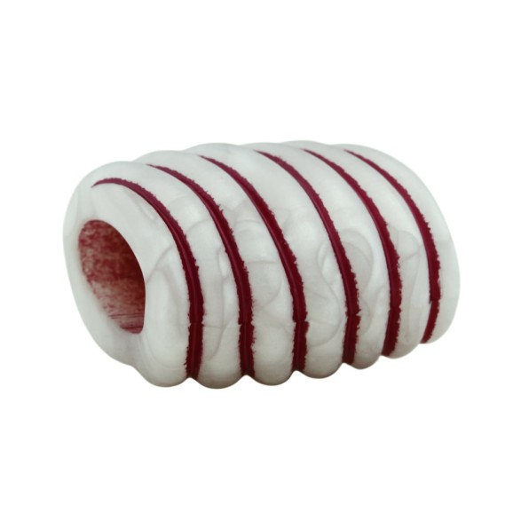 scarf bead 35mm spiral wax-white red