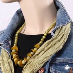 necklace weavy disc beads olive-silky