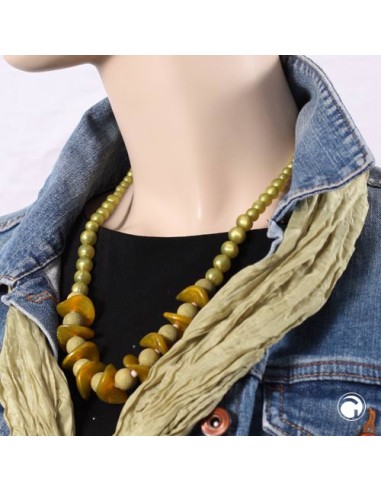 necklace weavy disc beads olive-silky