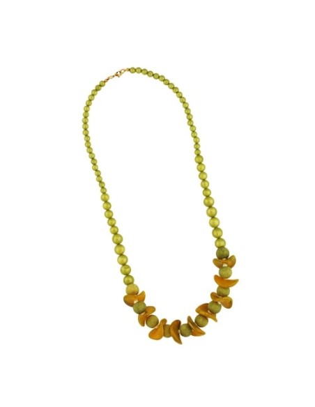 necklace weavy disc beads olive-silky