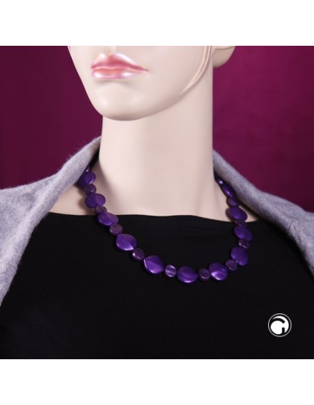 necklace flat beads purple