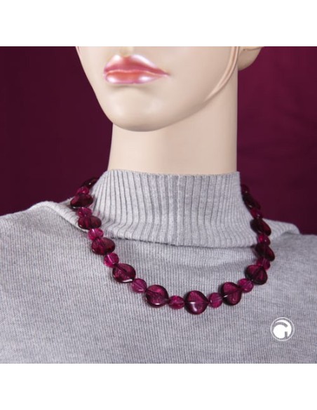necklace flat bead bordeaux transluzent