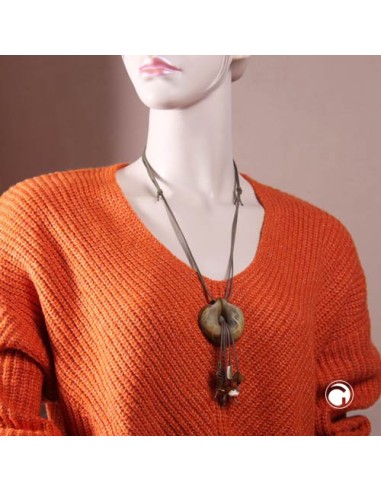 necklace with ring oliv-coloured