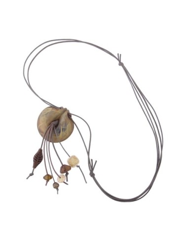 necklace with ring oliv-coloured