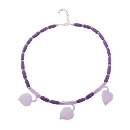 necklace leaf on tube purple 45cm