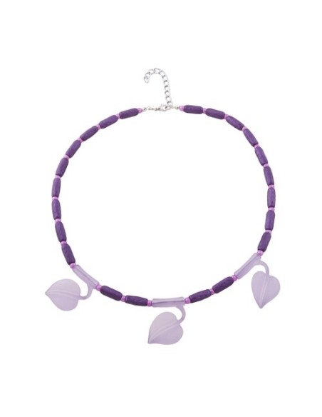 necklace leaf on tube purple 45cm