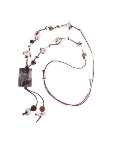 necklace pillow beads grey on cord