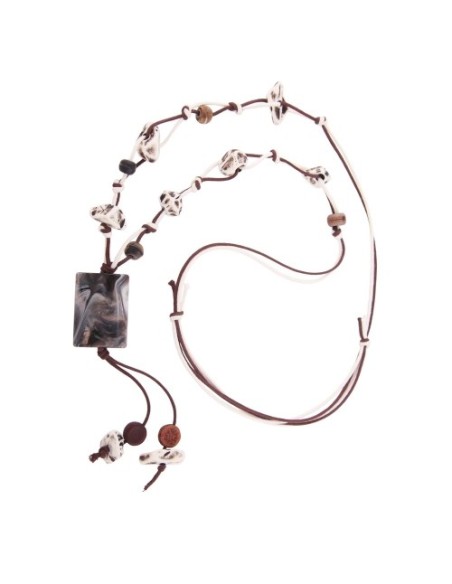 necklace pillow beads grey on cord