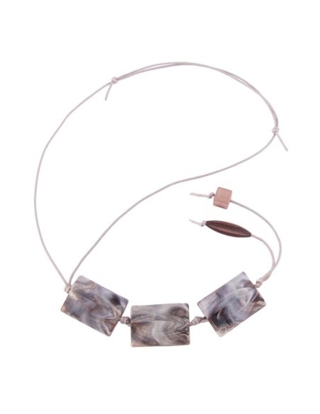 necklace 3x pillow beads grey on cord