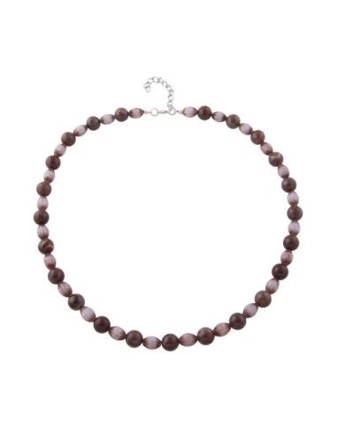 necklace beads brown and jeans-blue