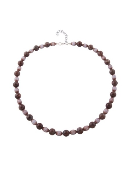 necklace beads brown and jeans-blue