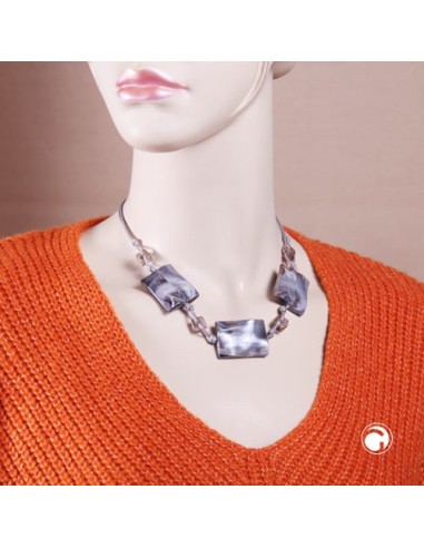 necklace 3x pillow beads grey on cord