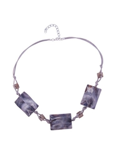 necklace 3x pillow beads grey on cord