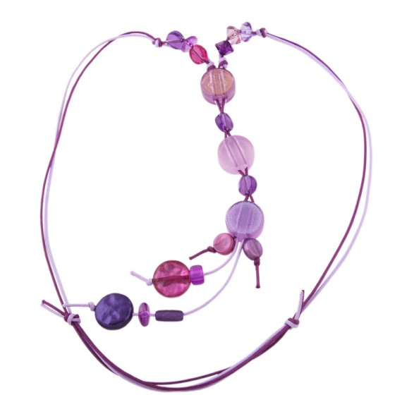 necklace lilac beads on double cord