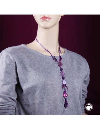 necklace lilac beads on double cord