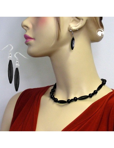 earhook earring bead fluted olive black
