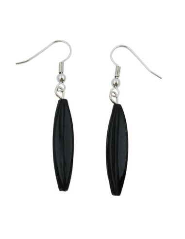 earhook earring bead fluted olive black
