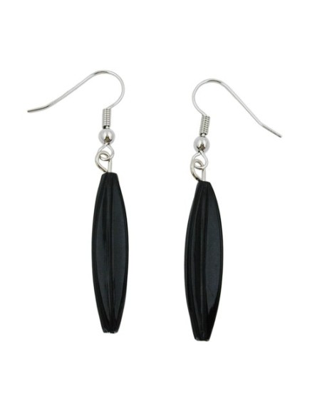earhook earring bead fluted olive black