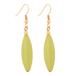 earhooks bead fluted olive light green