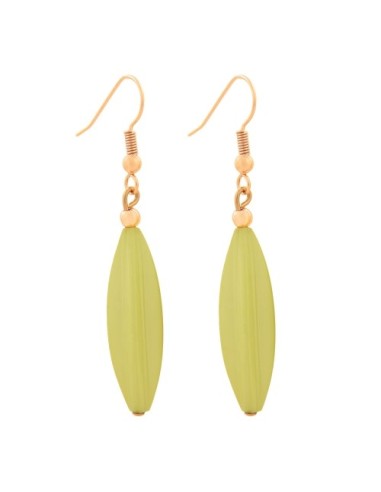 earhooks bead fluted olive light green