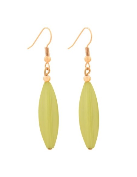 earhooks bead fluted olive light green