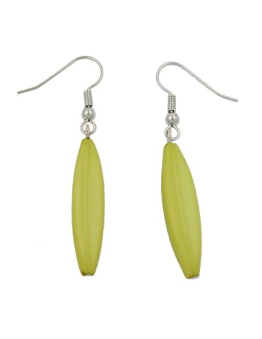 earhooks bead fluted olive light green