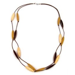 necklace double-rowed fluted olive brown