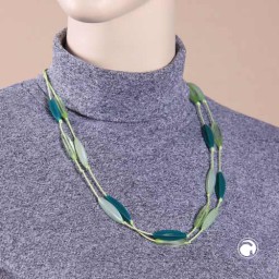 necklace double rowed fluted olive green