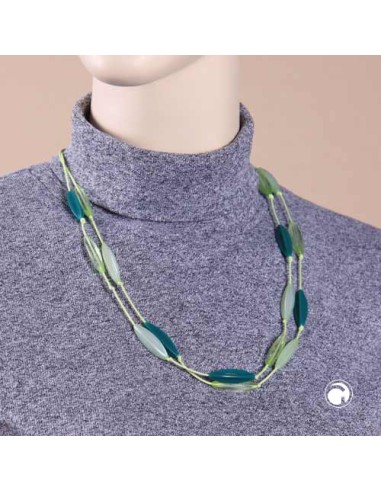 necklace double rowed fluted olive green
