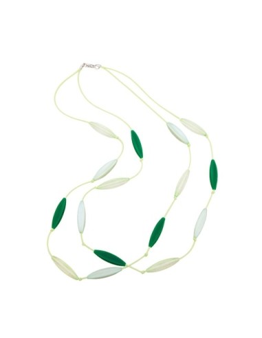 necklace double rowed fluted olive green