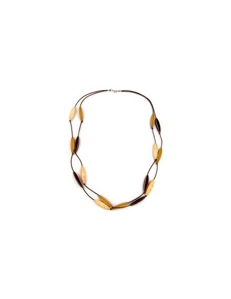 necklace double rowed fluted olive green