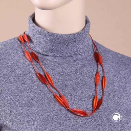 necklace double rowed fluted olive red