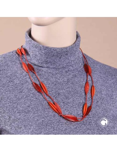 necklace double rowed fluted olive red