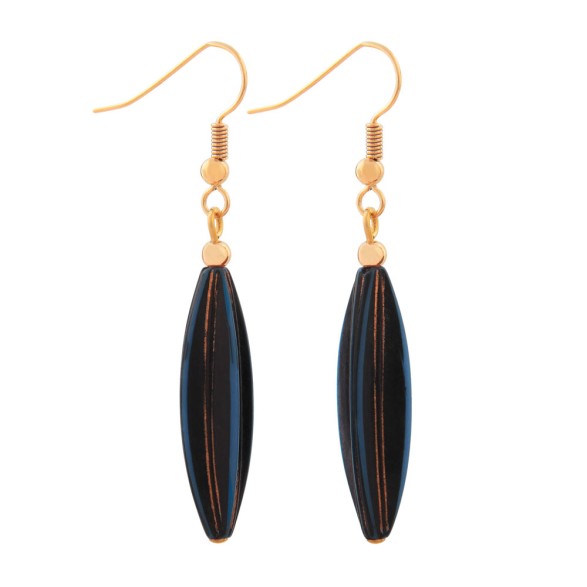 earhooks bead fluted olive dark blue