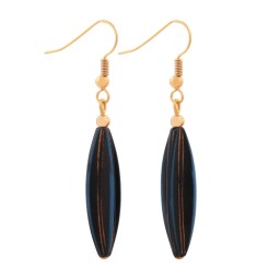 earhooks bead fluted olive dark blue