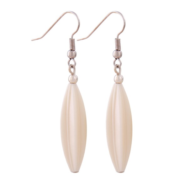 earhook bead fluted olive beige coloured