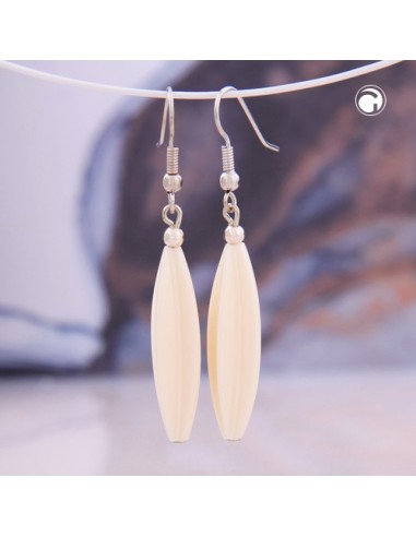 earhook bead fluted olive beige coloured