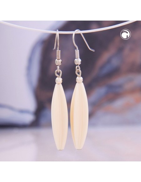 earhook bead fluted olive beige coloured
