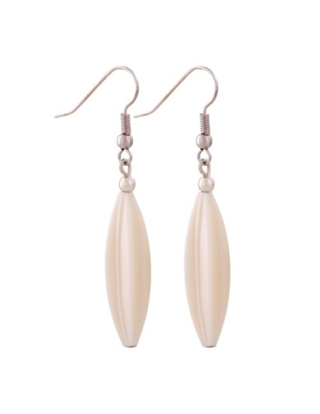 earhook bead fluted olive beige coloured