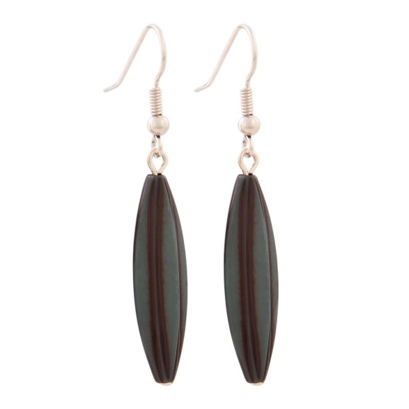 earhook bead fluted olive petrol-colour