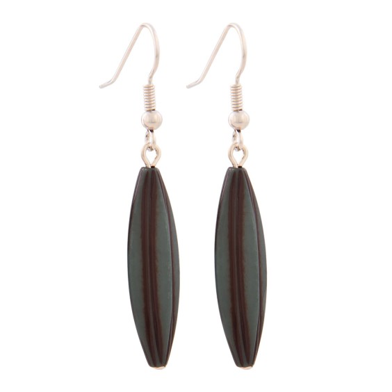 earhook bead fluted olive petrol-colour