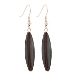 earhook bead fluted olive petrol-colour