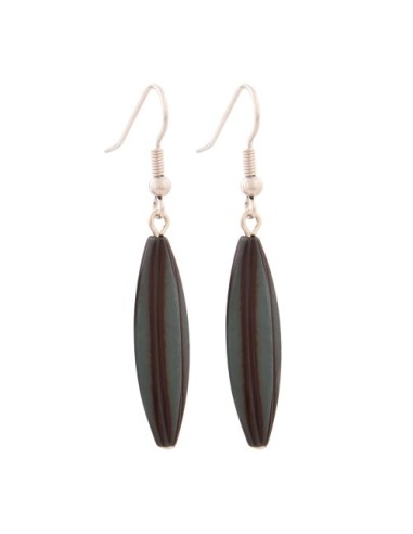earhook bead fluted olive petrol-colour